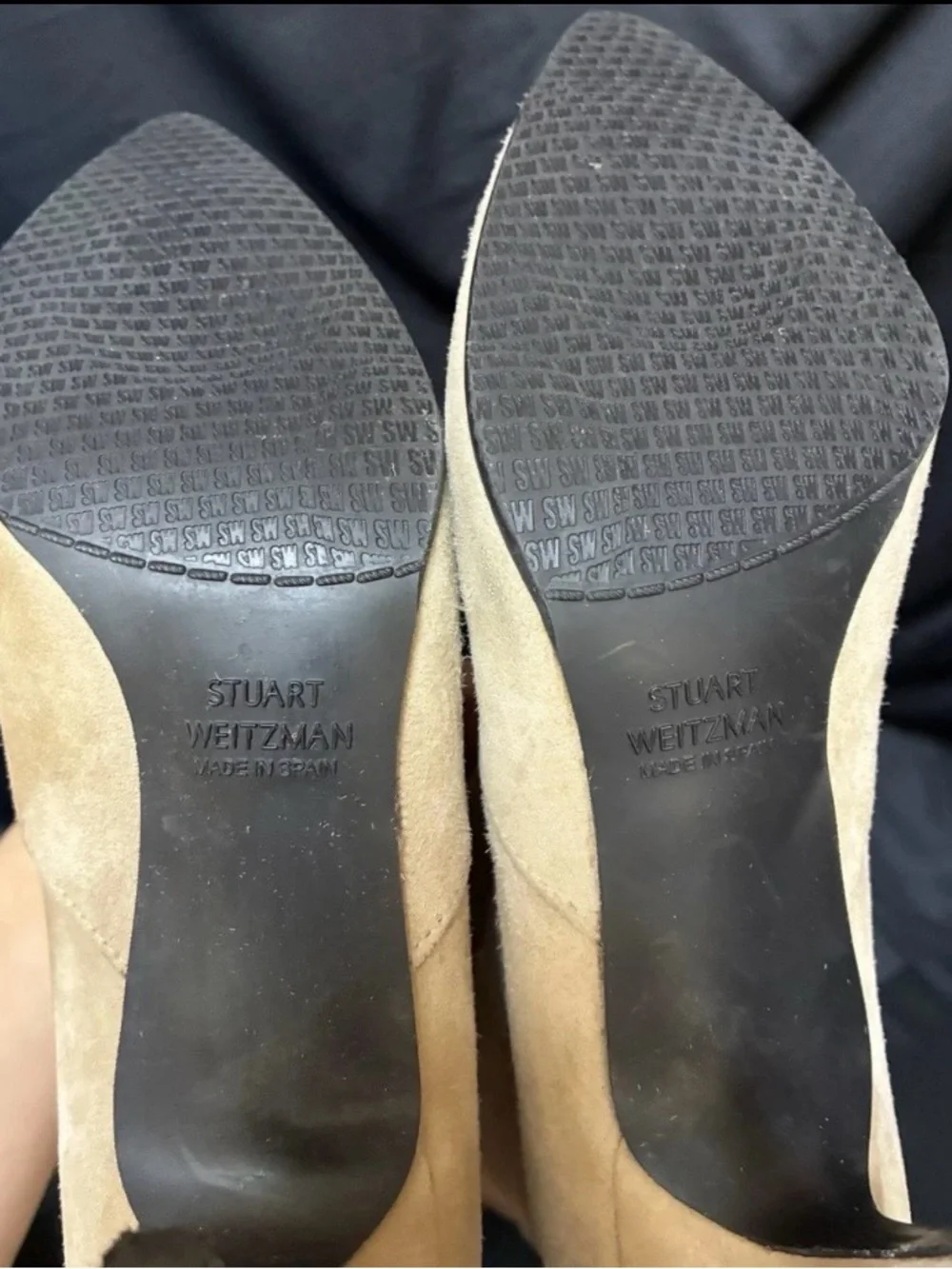 Stuart Weitzman Taupe Suede Over-the-Knee Pointed-Toe Boots